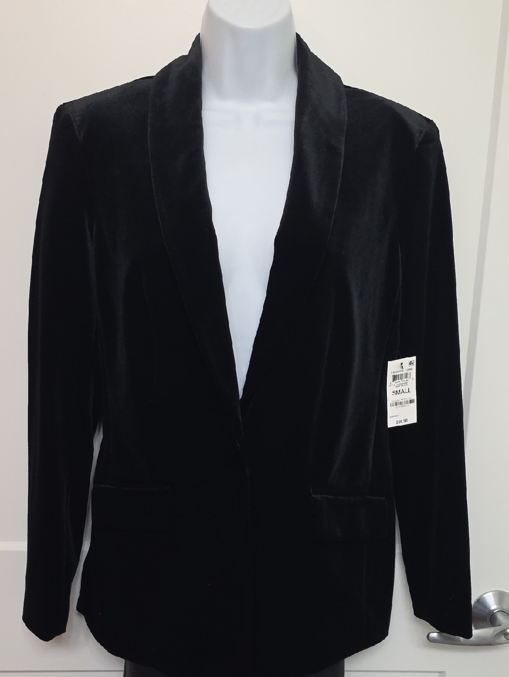 INC International Concepts Black Velvet Blazer Jacket